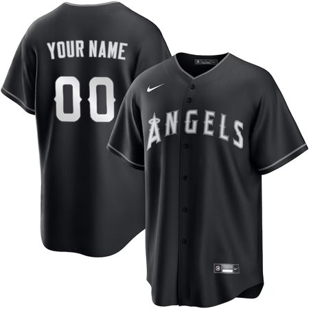 Men's Los Angeles Angels Custom Black Lights Out Replica Jersey